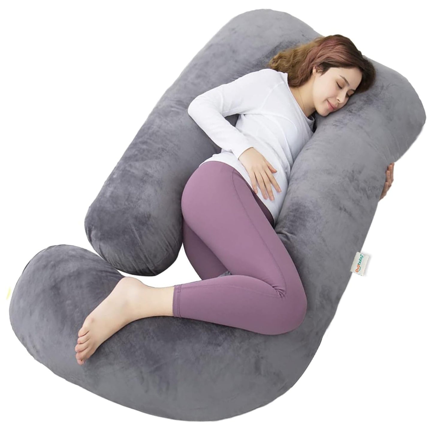 J-Shape Cotton Pregnancy Pillow - Grey: Premium Comfort, Full Support, And Restful Sleep For Moms