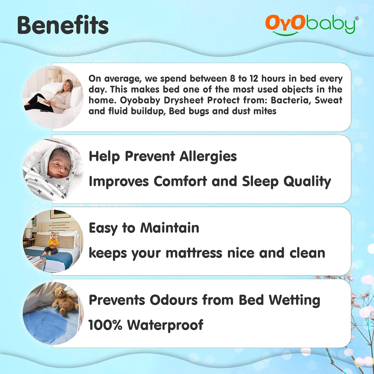 Dry Sheet for Baby, Baby Bed Protector, Waterproof Sheet, Small Size 50x70cm, Pack of 3, Salmon Rose, Royal Blue & Peach.