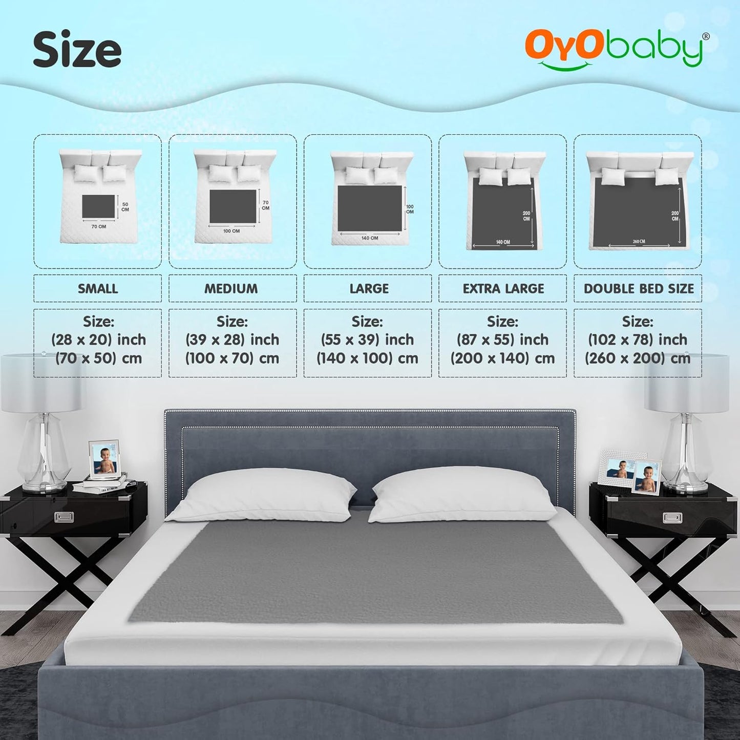 Dry Sheet for Baby, Baby Bed Protector, Waterproof Sheet, Small Size 50x70cm, Pack of 3, Salmon Rose, Royal Blue & Peach.