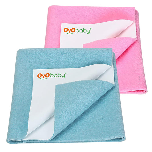 Baby Waterproof Baby Bed Protector Wollen Blend Dry Sheets For New Born Babies | Reusable Mats | Cot & Bassinet Gift Pack, Size : 70Cm X 50Cm |Blue + Pink.