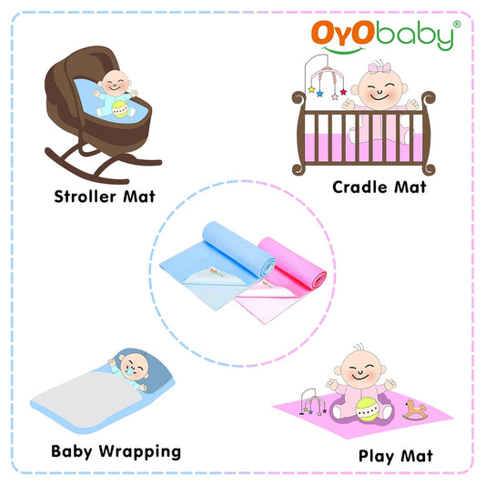 Baby Waterproof Baby Bed Protector Wollen Blend Dry Sheets For New Born Babies | Reusable Mats | Cot & Bassinet Gift Pack, Size : 70Cm X 50Cm |  Dark Blue + Red.