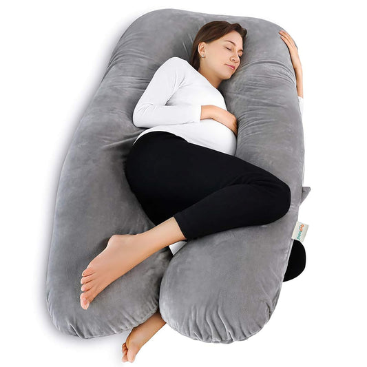 U-Shape Cotton Pregnancy Pillow - Grey: Superior Comfort, Full Body Support, And Peaceful Sleep For Moms